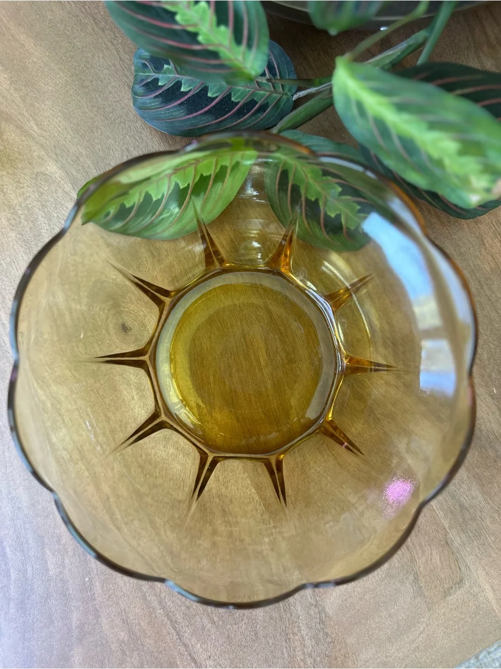 Vintage Amber Glass Ruffled Bowl Set (2-Piece)